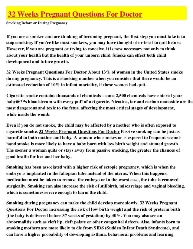 32 Weeks Pregnant Questions For Doctor