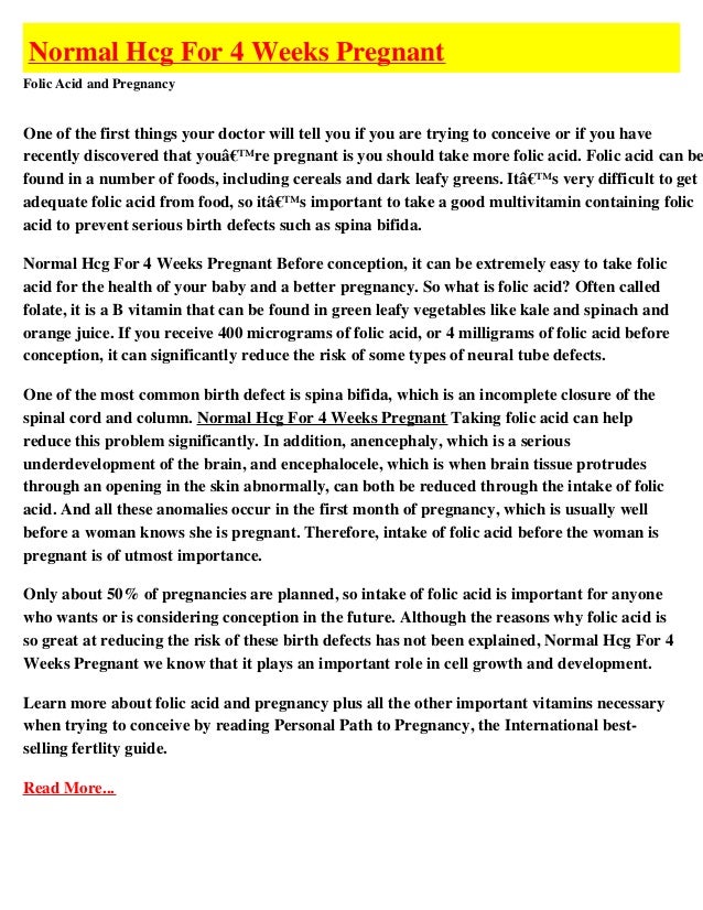 Normal Hcg For 4 Weeks Pregnant