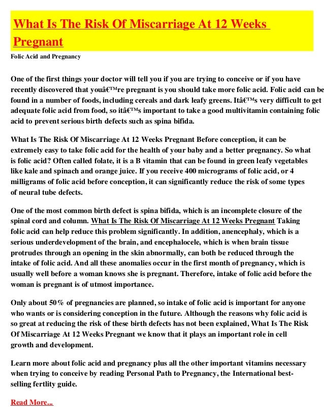 What is the risk of miscarriage at 12 weeks pregnant