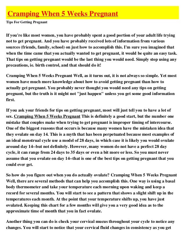 Cramping When 5 Weeks Pregnant