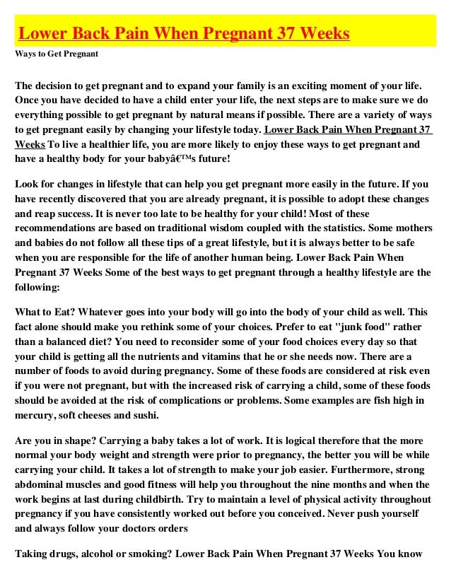 Lower Back Pain When Pregnant 37 Weeks