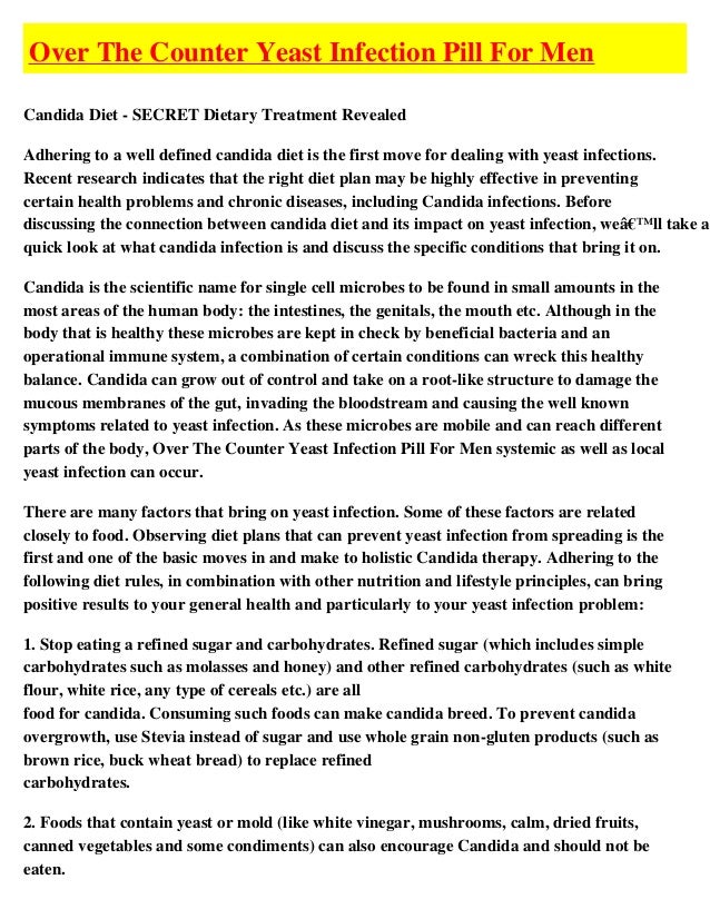 Over The Counter Yeast Infection Pill For Men
