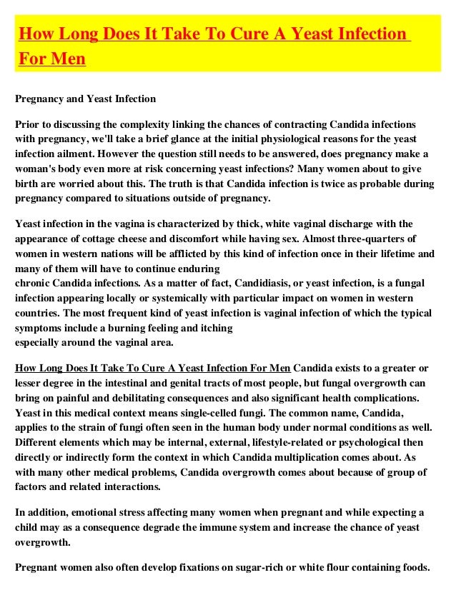 How Long Does It Take To Cure A Yeast Infection For Men