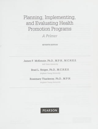 Planning, Implementing & Evaluating Health Promotion Programs: A Primer ...