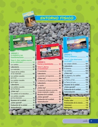 ENTORNO FÍSICO
                                                                                                                                                                                            61
                                                                                                                                                                                     &uno
                                                                                                                                                                              ta y
                                                                                                                                                                        &sesen




                                                                                                                                   les?
                                                                                                                  en los materia
                                                                                             cambios ocurren
                                                                             Tema 4: ¿Qué

                                     TERIA Y SUS
                                   MA
                               LA      RMACIONES
       Unidad                       SFO
                                  AN                                         ¿Qué apren
                                                                                       deré?                                           es y objetos.                                                                                                                                                                                                                                                                                                                                observamos
                                                                                                                                                                                                                                                                                                                                                                                                                                                                                                   en el cielo?

                               TR
                                                                                                                       en los material                                                                                                                                                                                                                                                                                                                               Tema 6: ¿Qué
                                                                                                         observables                          des
                                                                                            ar cambios                           sus propieda
                                                                             1 . A identific                       cambios en
                                                                                             y describir algunos                                                                                                                                                                                                                                                                                                         Y UNIVERSO
                                                                                                                                                                                                                                                                                                                                                                                                                     RRA
                                                                                                                            es.
                                                                             2 . A explorar experimentar los material                       los cambios
                                                                                                                             las causas de
                                                                                                                                                                                                                                                                                                                                                                                                                  TIE
                                                                                 que pueden                    iones sobre
                                                                                             posibles explicac
                tú?                                                           3 . A señalar en los materiales.                                     a prueba
                                                                                                                                                                                                                                                                                                                                                                                         Unidad
     ¿Qué sabes                                                                   observados
                                                                                                                                       para poner
                                                                                                                     ientos sencillosos en los materiales.                                                                                                                                                                                                                                                                                                                          deré?
                 sucede a la
                             madera con
                                          el fuego?
                                                                               4. A  proponer y
                                                                                                  realizar procedim
                                                                                                             los  cambios observad                                                                                                                                                                                                                                                                                                                                        ¿Qué apren                                      que observo
                                                                                                                                                                                                                                                                                                                                                                                                                                                                                                                                       en el cielo.
     1 . ¿Qué le                 ocurre lo mismo?                                               iones sobre                        observados.                                                                                                                                                                                                                                                                                                                                                         cuerpos celestes                             .
                     material le                            para siempre?          mis explicac                  de los cambios                                                                                                                                                                                                                                                                                                                                                           ar algunos                             parte del Universo
     2 . ¿A qué otro                          el fuego, ¿es                                     tar las razones                                                                                                                                                                                                                                                                                                                                                            1 . A identific                     celestes forman
                                 madera con                      el fuego?      5 . A argumen                                                                                                                                                                                                                                                                                                                                                                                               r que los cuerpos                        de la Luna,
                                                                                                                                                                                                                                                                                                                                                                                                                                                                                                                                                 del
                    que sufre la                   las niñas con                                                                                                                                                                                                                                                                                                                                                                                                           2 . A reconoce                               elementales
      3 . El cambio                   los niños y                                                                                                                                                                                                                                                                                                                                                                                                                                                       características
                       s deben tener                                                                                                                                                                                                                                                                                                                                                                                                                                                       er algunas                 estrellas.
      4 . ¿Qué cuidado                                                                                                                                                                                                                                                                                                                                                                                                                                                      3 . A reconoc planetas y de las otras
                                                                                                                                                                                                                                                                                                                                                                                                 tú?                                                                            Sol, de los
                                                                                                                                                                                                                                                                                                                                                                                      ¿Qué sabes                                         niñas de esta
                                                                                                                                                                                                                                                                                                                                                                                                                                                       imagen?
                                                                                                                                                                                                                                                                                                                                                                                                                            los niños y
                                                                                                                                                                                                                                                                                                                                                                                                        celeste observan                          sea de noche?
                                                                                                                                                                                                                                                                                                                                                                                       1 . ¿Qué cuerpo                              cielo cuando
                                                                                                                                                                                                                                                                                                                                                                                                                       verán en el
                                                                                                                                                                                                                                                                                                                                                                                                          celestes se                   tamaño en
                                                                                                                                                                                                                                                                                                                                                                                                                                                   el cielo?
                                                                                                                                                                                                                                                                                                                                                                                       2 . ¿Qué cuerpos                ven de mayor
                                                                                                                                                                                                                                                                                                                                                                                                          celestes se
                                                                                                                                                                                                                                                                                                                                                                                        3 . ¿Qué cuerpos              s?                               Coméntale
                                                                                                                                                                                                                                                                                                                                                                                                                                                                 a
                                                                                                                                                                                                                                                                                                                                                                                                    se ven luminoso                    de la imagen?
                                                                                                                                                                                                                                                                                                                                                                                        4 . ¿Cuáles                      s en el lugar
                                                                                                                                                                                                                                                                                                                                                                                                         tú si estuviera
                                                                                                                                                                                                                                                                                                                                                                                         5 . ¿Qué haríasero o compañera
                                                                                                                                                                                                                                                                                                                                                                                             un compañ




                                                                                                                                                                                                                                                                                                                      ento?
                                                                                                                                                                                                                                                                                                      es el movimi
                                                                                                                                                                                                                                                                                    Tema 5: ¿Qué
                                                                                                                                                &sesenta y &tres
                                                                                                                                                                                                                                      ERZA
                                                                                                                                                                   63



                                                                                                                                                                                                                                    FU OVIMIENTO
                                                                                                                                                                                                        Unidad
                                                                                                                                                                                                                                     YM                                                   deré?                                                    y seres vivos.
                    &sesenta y &d
                                  os                                                                                                                                                                                                                                            ¿Qué apren                                        ntos de objetos
                                                                                                                                                                                                                                                                                                                                                                                                                                                                                                                                   noventa y nueve
                                                                                                                                                                                                                                                                                                                                                                                                                                                                                                                                                        99
               62                                                                                                                                                                                                                                                                                             s tipos de movimie             y seres vivos
                                                                                                                                                                                                                                                                                                los diferente                    los objetos
                                                                                                                                                                                                                                                                                1 . A describir               ntos que realizan rectas.
                                                                                                                                                                                                                                                                                                 los movimie                   o
                                                                                                                                                                                                                                                                                2 . A clasificar con sus trayectorias curvas                del movimie
                                                                                                                                                                                                                                                                                                                                                          nto.
                                                                                                                                                                                                                                                                                     de acuerdo                               iones acerca
                                                                                                                                                                                                                                                                                                                 mis observac                          y seres vivos.
                                                                                                                                                                                                                 tú?                                                                              y representar                       por los objetos
                                                                                                                                                                                                      ¿Qué sabes                                      están moviend
                                                                                                                                                                                                                                                                      o          3 . A registrar            las distancia
                                                                                                                                                                                                                                                                                                                         s recorridas
                                                                                                                                                                                                                                        crees que se                                           y comparar                       o lentos.
                                                                                                                                                                                                                          o seres vivos                                           4 . A medir                                                                                                                      ocho
                                                                                                                                                                                                       1 . ¿Qué objetos       Explica.                                                             movimientos
                                                                                                                                                                                                                                                                                                                  como rápidos
                                                                                                                                                                                                                                                                                                                                                                                                 98    noventa y &
                                                                                                                                                                                                           en esta imagen?                            niña de la derecha           5 . A describir
                                                                                                                                                                                                                                         el niño y la
                                                                                                                                                                                                                           deben seguir Señálalo con tu dedo.
                                                                                                                                                                                                        2 . ¿Qué camino hasta los juegos?
                                                                                                                                                                                                            para llegar                                    llegar hasta
                                                                                                                                                                                                                                          la paloma para
                                                                                                                                                                                                                            puede seguir
                                                                                                                                                                                                         3 . ¿Qué camino árbol?
                                                                                                                                                                                                                         un                                          por qué.
                                                                                                                                                                                                             la rama de                              rápido? Explica
                                                                                                                                                                                                                                      que corre más
                                                                                                                                                                                                                        o niña crees
                                                                                                                                                                                                          4 . ¿Qué niño




UNIDAD 3.
La materia y sus                                                                                                                                                                                                                                                                                                                                        &ochenta y &t
                                                                                                                                                                                                                                                                                                                                                                      res   83   UNIDAD 5.
transformaciones ..................... 62                                                                                                                                                                        82    &ochenta y &d
                                                                                                                                                                                                                                     os                                                                                                                                          Tierra y Universo ...................... 98
Tema 4: ¿Qué cambios ocurren                                                                                                                                                                                                                                                                                                                                                     Tema 6: ¿Qué observamos
en los materiales? ....................... 64                                                                                                                                                    UNIDAD 4.                                                                                                                                                                       en el cielo? ..................................100
Los cambios ................................... 65                                                                                                                                               Fuerza y movimiento ............. 82                                                                                                                                            Los cuerpos celestes......................101
Laboratorio .................................. 66                                                                                                                                                Tema 5: ¿Qué es                                                                                                                                                                 Laboratorio .................................102
Los materiales ................................ 67                                                                                                                                               el movimiento?.......................... 84                                                                                                                                     El Universo ....................................103
Causas de los cambios                                                                                                                                                                            El movimiento ............................... 85                                                                                                                                Las estrellas ..................................104
en los materiales ........................... 68                                                                                                                                                 Laboratorio ................................. 86                                                                                                                                ¿Cómo voy? .................................105
Los cambios causados                                                                                                                                                                             La posición y la trayectoria ........... 87                                                                                                                                     Los planetas y los satélites
por la luz ....................................... 70                                                                                                                                            ¿Cómo voy? ................................. 88                                                                                                                                 naturales ......................................106
Los cambios causados                                                                                                                                                                             La distancia y el desplazamiento... 89                                                                                                                                          La Tierra y el Sol............................108
por el agua..................................... 72                                                                                                                                              Laboratorio ................................. 90                                                                                                                                La Tierra y la Luna......................... 110
Laboratorio .................................. 73                                                                                                                                                La rapidez ..................................... 91                                                                                                                             Resumen de la unidad ............... 111
Los cambios causados                                                                                                                                                                             ¿Cómo voy? ................................. 92                                                                                                                                 ¿Cómo aprendí? ......................... 111
por las fuerzas................................ 74                                                                                                                                                                                                                                                                                                                               Evaluación de la unidad ........... 112
                                                                                                                                                                                                 Comparando distancia recorrida,
¿Cómo voy? .................................. 76                                                                                                                                                 tiempo empleado y rapidez ........... 93                                                                                                                                        Autoevaluación .......................... 113
Los cambios en la naturaleza ......... 77                                                                                                                                                        Resumen de la unidad ............... 95
Los cambios causados                                                                                                                                                                             ¿Cómo aprendí? ......................... 95
por las estaciones .......................... 78                                                                                                                                                                                                                                                                                                                                 Proyecto ...................................... 114
                                                                                                                                                                                                 Evaluación de la unidad .............96
Resumen de la unidad ................ 79                                                                                                                                                                                                                                                                                                                                         Prueba saber .............................. 116
                                                                                                                                                                                                 Autoevaluación .......................... 97
¿Cómo aprendí? .......................... 79                                                                                                                                                                                                                                                                                                                                     Profesionales de la ciencia ....... 118
Evaluación de la unidad ............. 80                                                                                                                                                                                                                                                                                                                                         Ciencianet ................................... 119
Autoevaluación ........................... 81                                                                                                                                                                                                                                                                                                                                    Bibliografía .................................120




                                                                                                                                                                                                                                                                                                                                                                                                                                                                                                                        &siete                               7
 