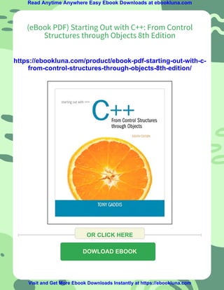 (eBook PDF) Starting Out with C++: From Control Structures through ...