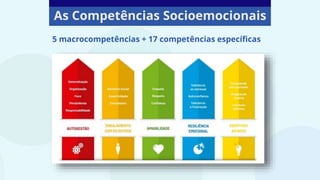As Competências Socioemocionais
5 macrocompetências + 17 competências específicas
 