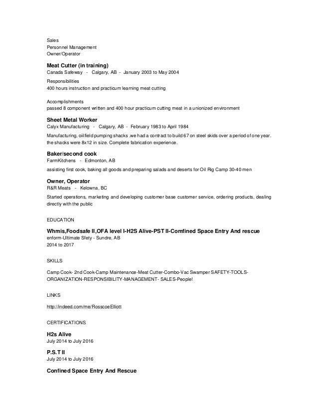 2nd cook resume