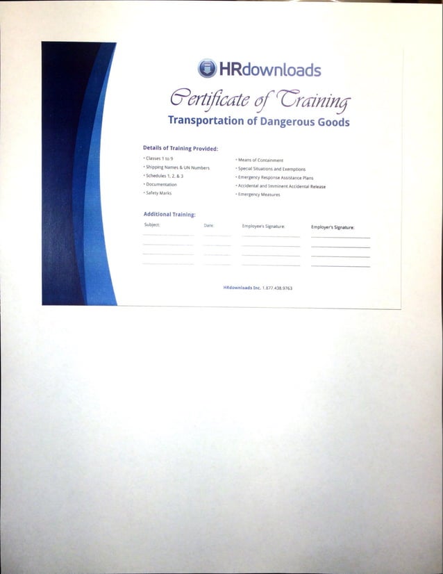 Transportation of Dangerous Goods Certificate | PDF