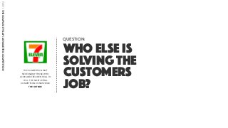 THE COMPETITION ISN’T
NECESSARILY THOSE WHO
LOOK AND FEEL IDENTICAL TO
YOU - THE MOST LETHAL
COMPETITION COMES FROM
THE OUTSIDE
PART1:THECOMPLEXITYGAP/ASYMMETRICCOMPETITION
who else is
solving the
customers
job?
QUESTION:
 