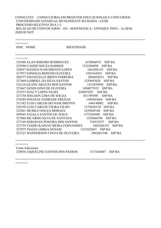 Uesb divulga lista de aprovados no Vestibular 2023 - Marcos Cangussu