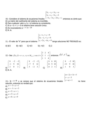 Matriz Inconsistente algebra ejercicios | PDF