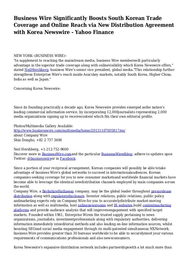 Business Wire Significantly Boosts South Korean Trade Coverage and