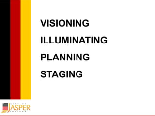 VISIONING

ILLUMINATING
PLANNING
STAGING

 