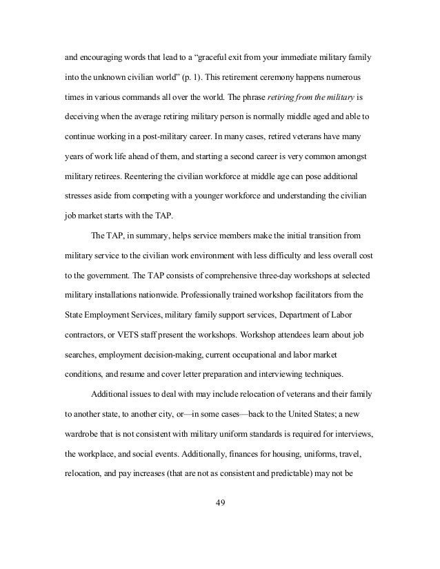 an assessment of the effectiveness of transition assistance program cover letter for retiree reentering the workforce