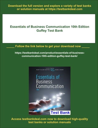 Essentials of Business Communication 10th Edition Guffey Test Bank | PDF