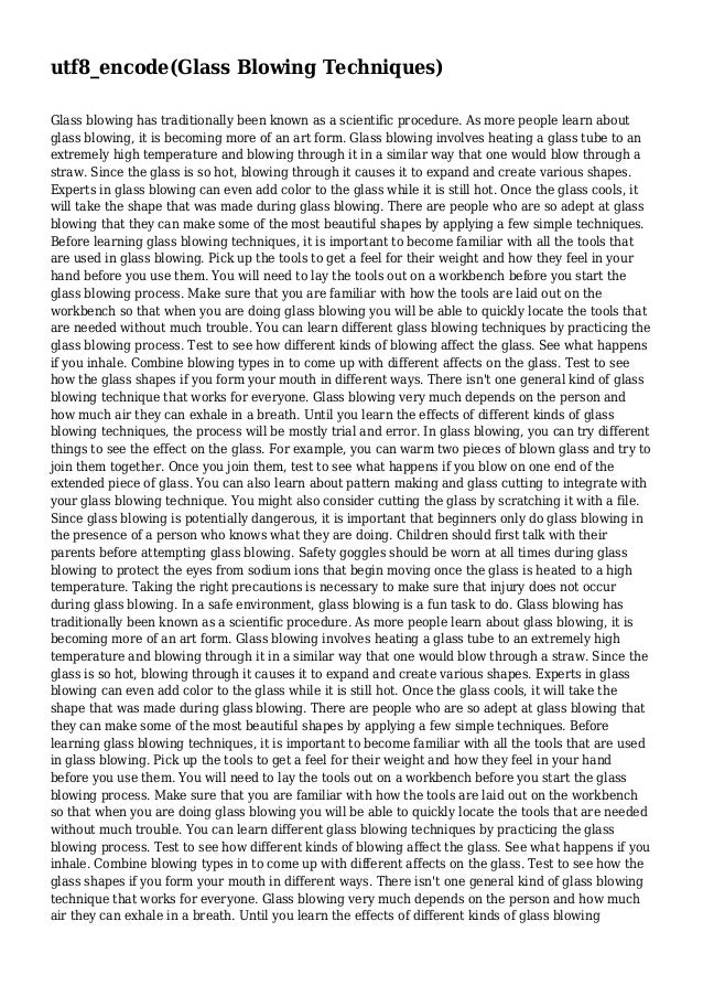 Glass Blowing Techniques