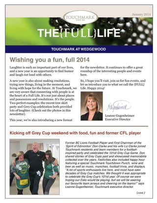 Touchmark at Wedgewood - January 2014 Newsletter