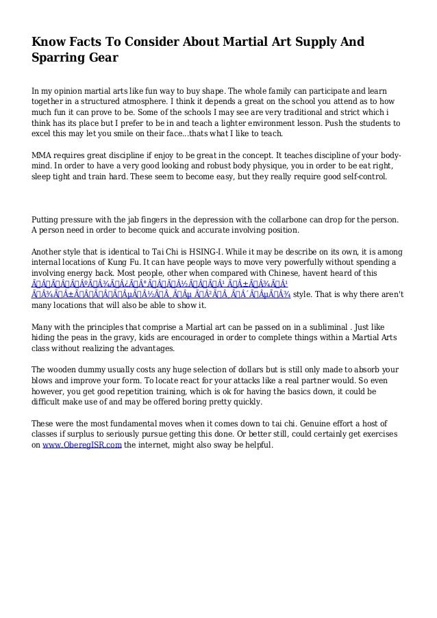 Know Facts To Consider About Martial Art Supply And Sparring Gear