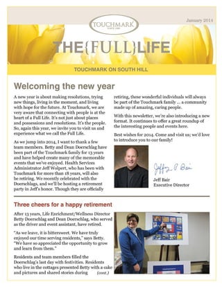 Touchmark on South Hill - January 2014 Newletter