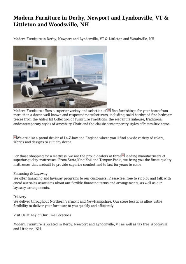 Modern Furniture in Derby, Newport and Lyndonville, VT & Littleton and