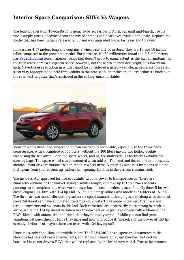 Interior Space Comparison Suvs Vs Wagons