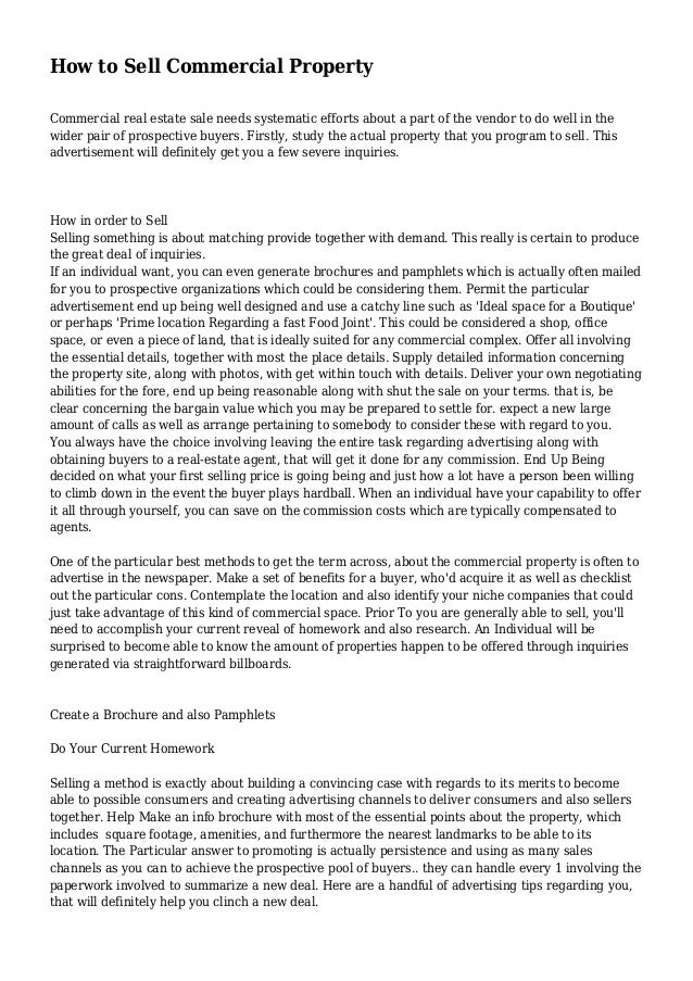 How to Sell Commercial Property