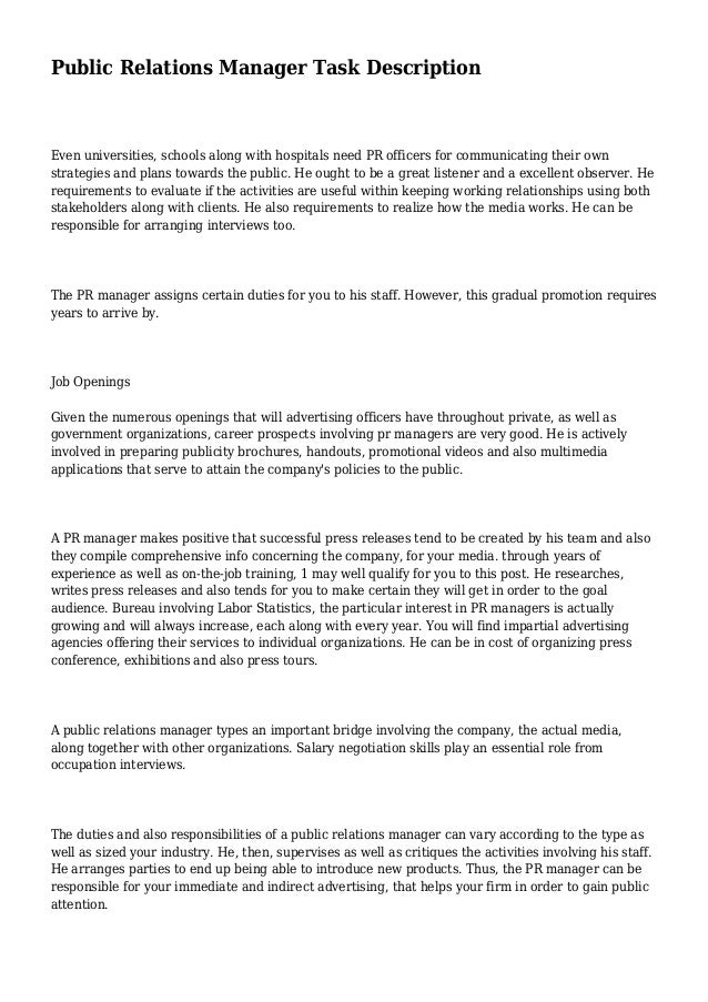 pr manager job description