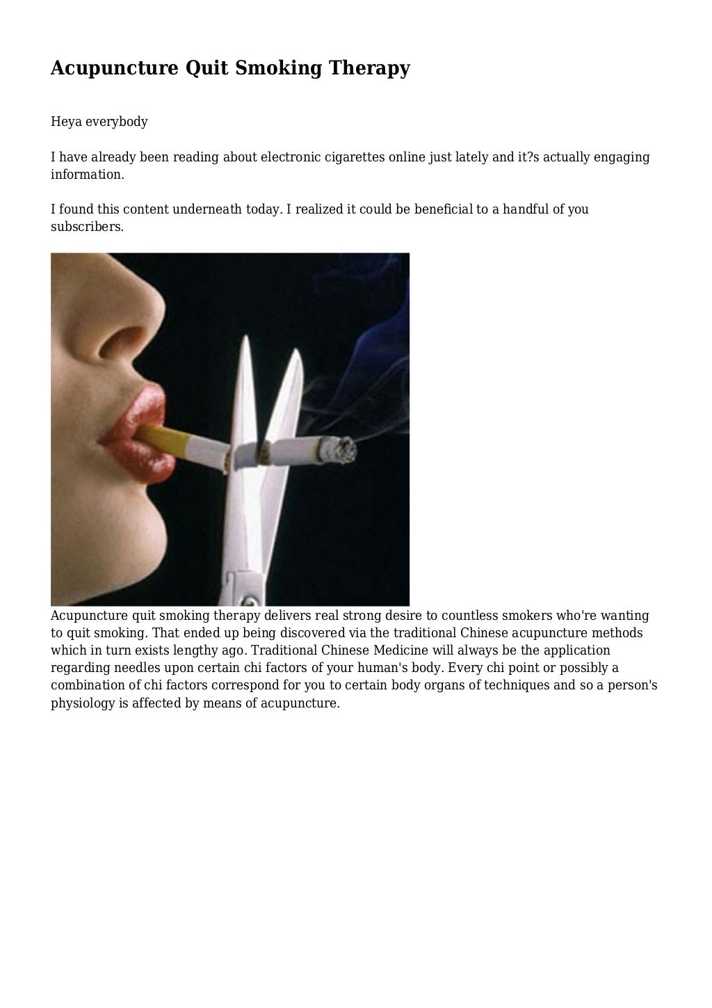 Acupuncture Quit Smoking Therapy