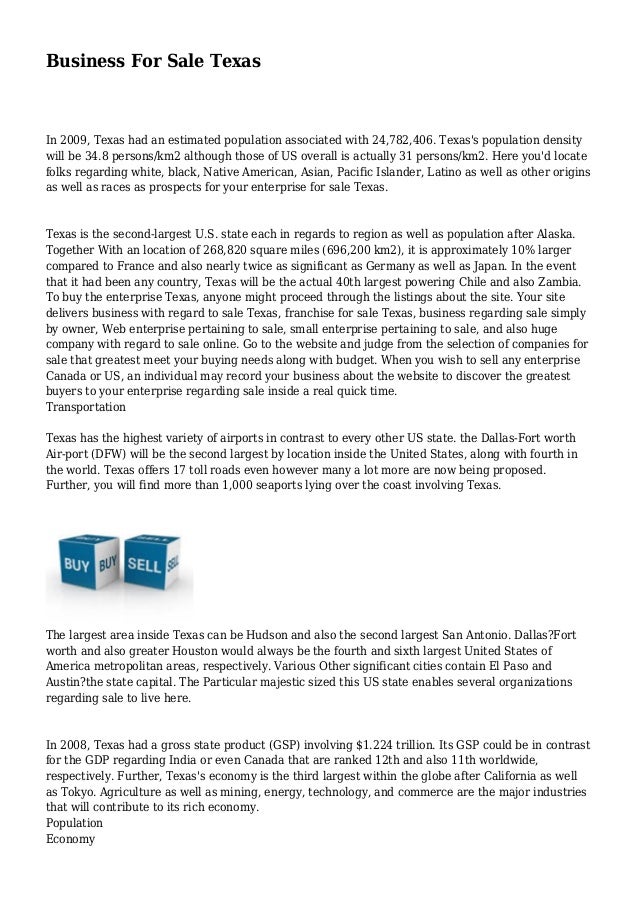 Business For Sale Texas