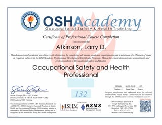 Occupational Safety and Health Professional