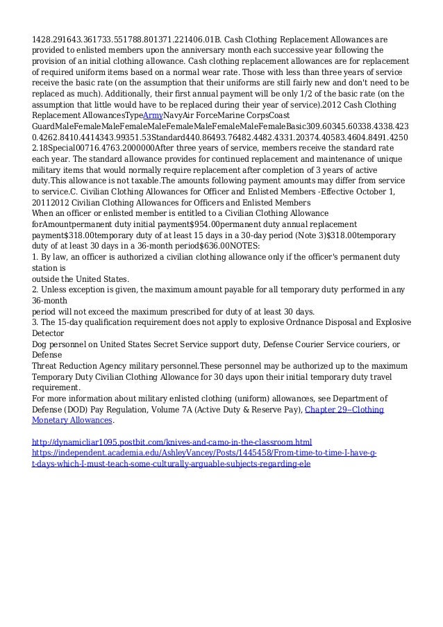 2012 Military Clothing Allowance Finance