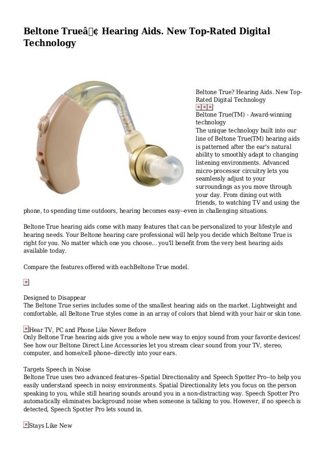 Beltone True™ Hearing Aids. New TopRated Digital Technology