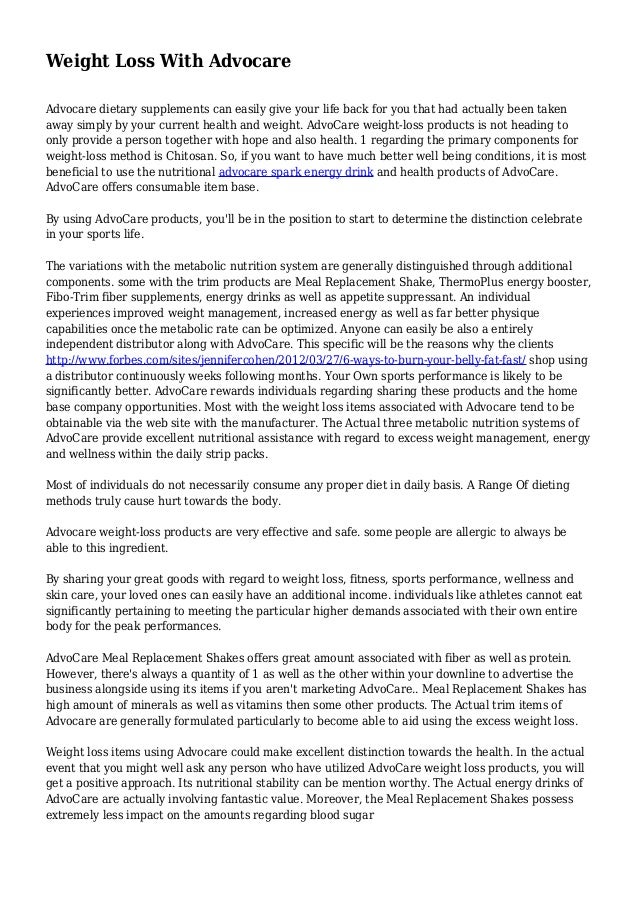 Weight Loss With Advocare