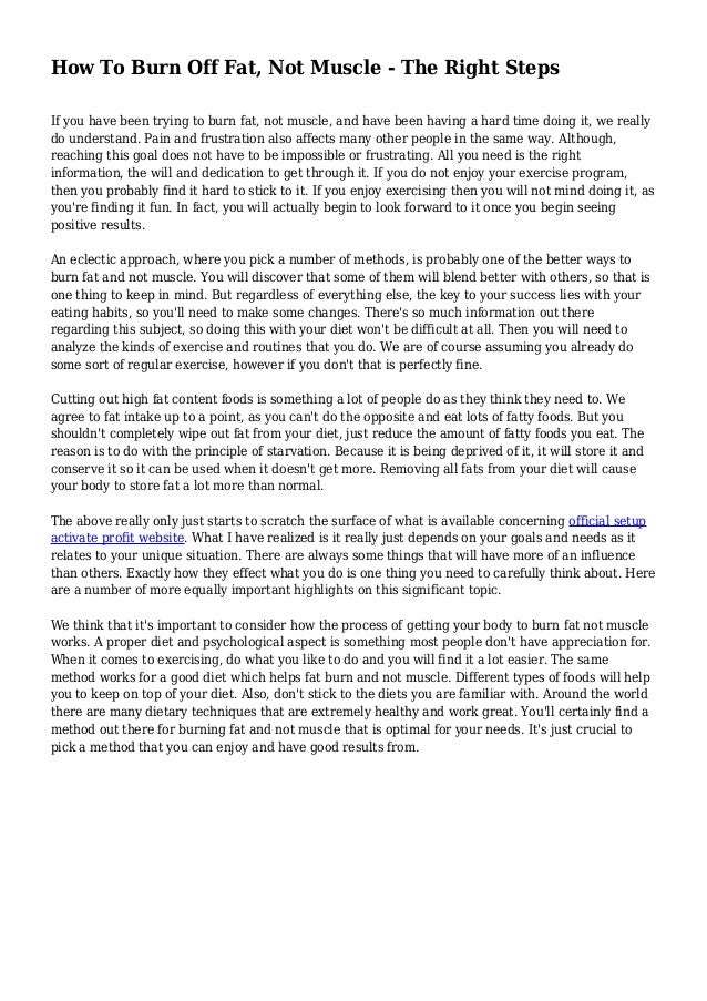 How To Burn Off Fat, Not Muscle The Right Steps