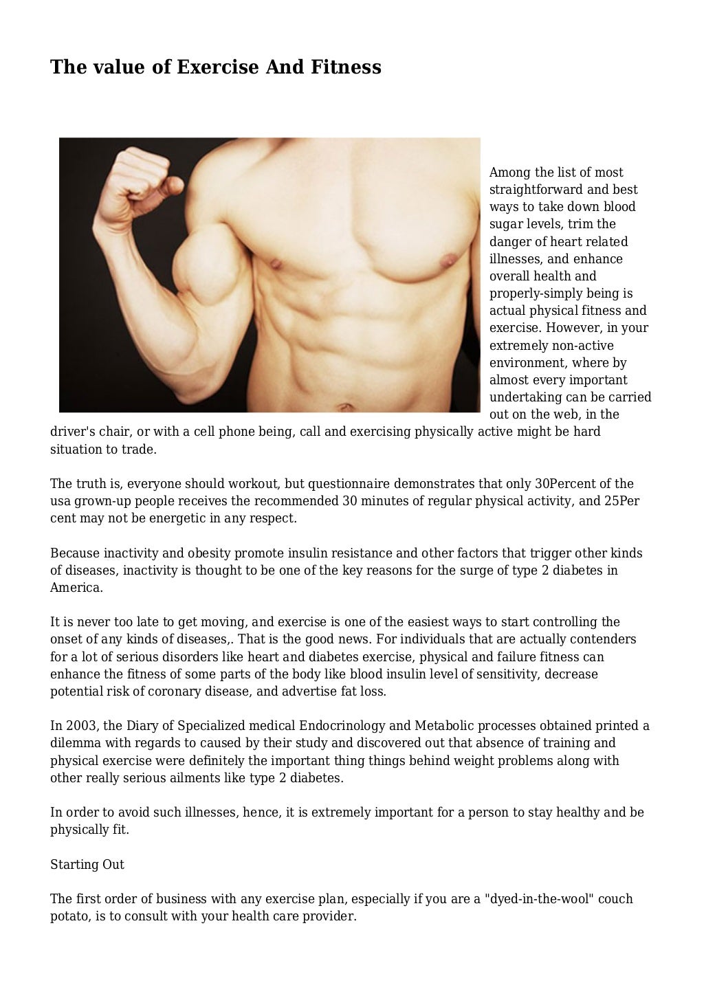 The value of Exercise And Fitness