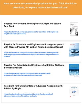 Physics for Scientists and Engineers Knight 3rd Edition Solutions ...