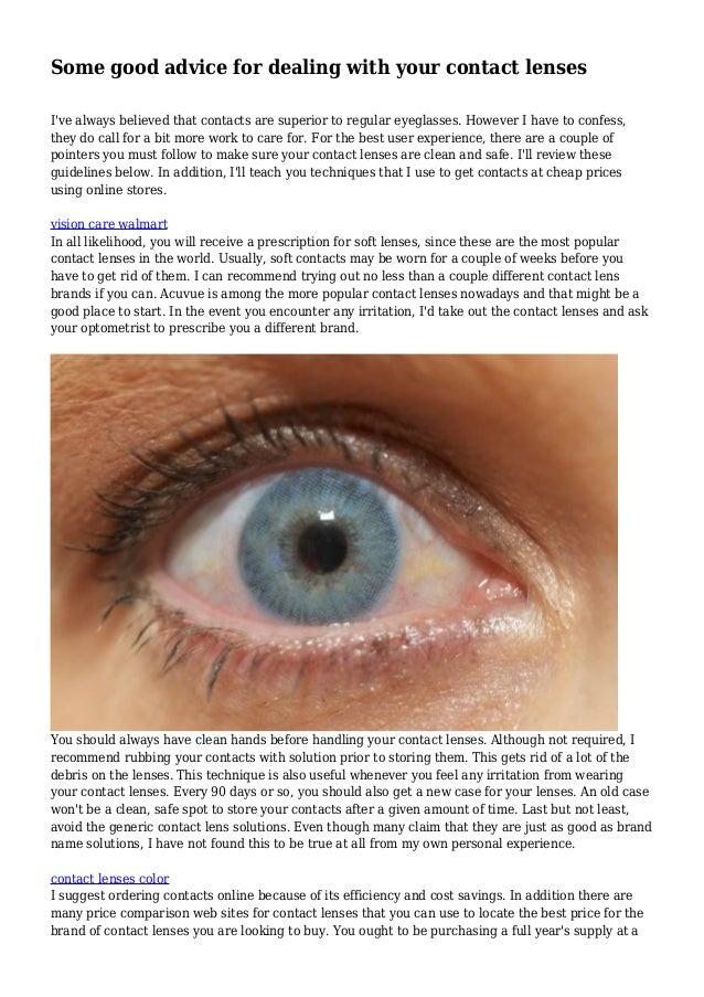 some good advice for dealing with your contact lenses