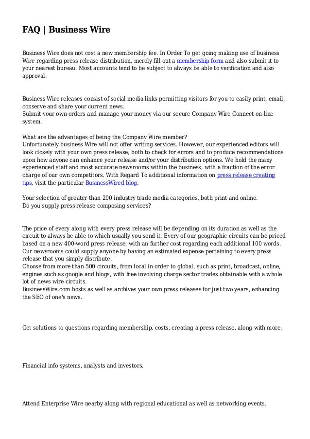 FAQ Business Wire