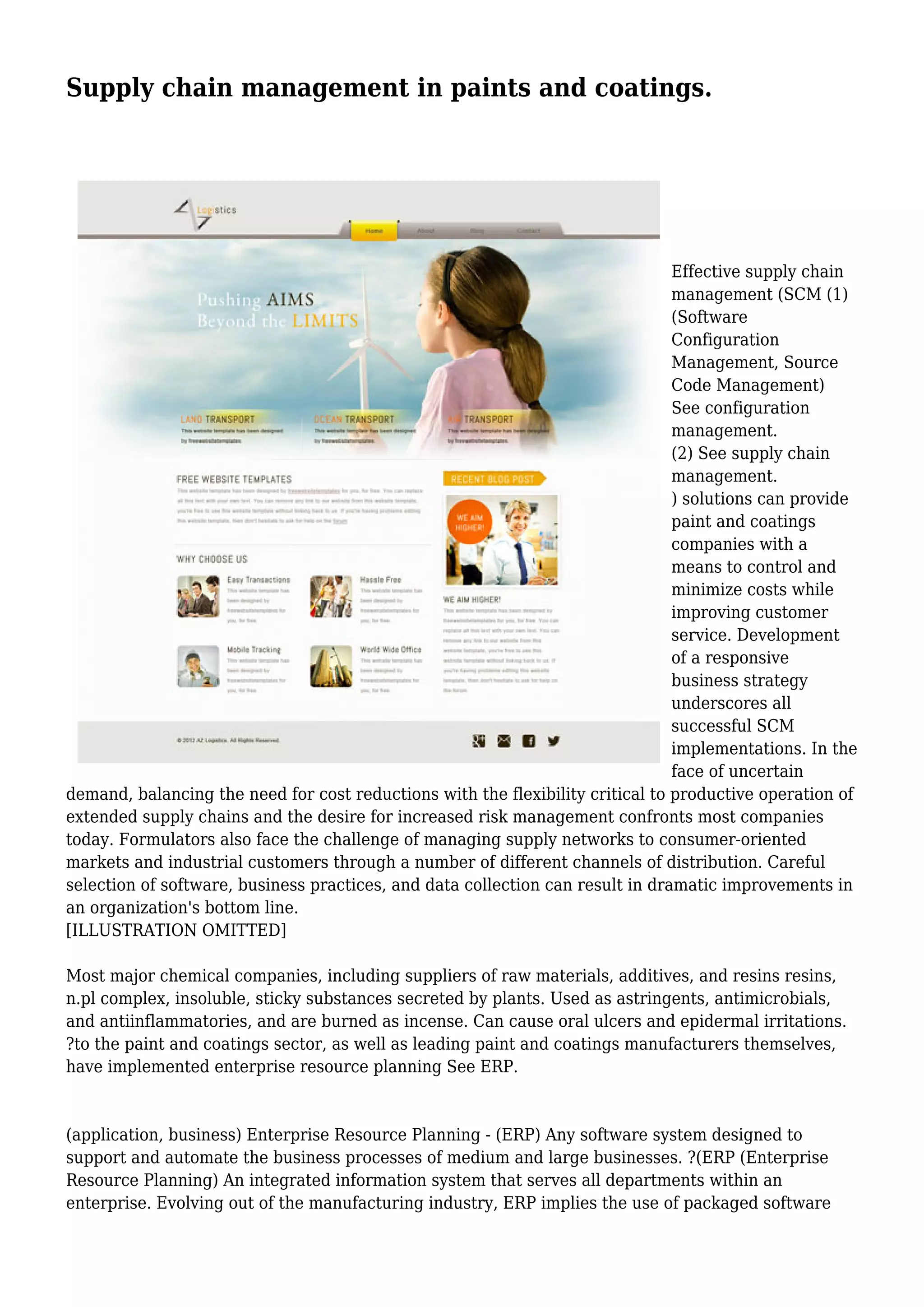 Supply chain management in paints and coatings. | PDF