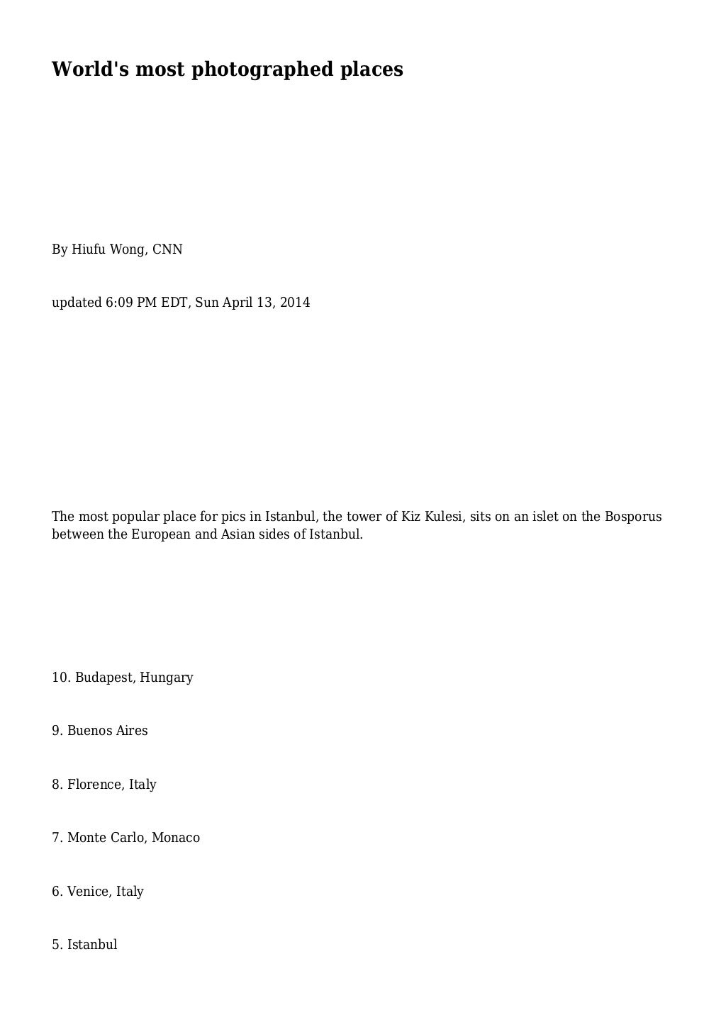 World's most photographed places