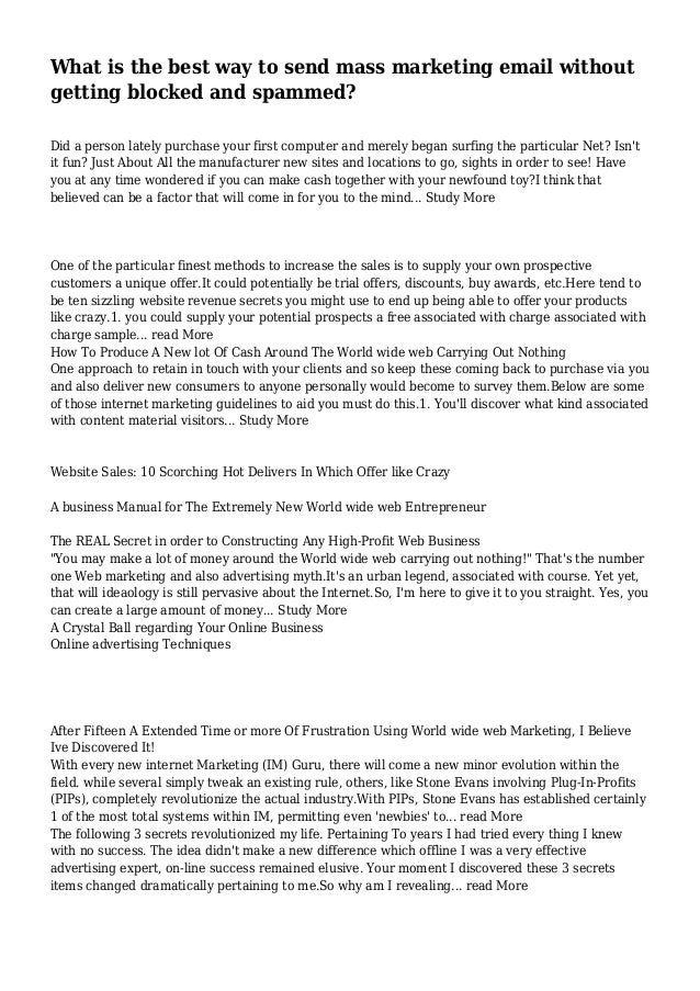 What is the best way to send mass marketing email without getting