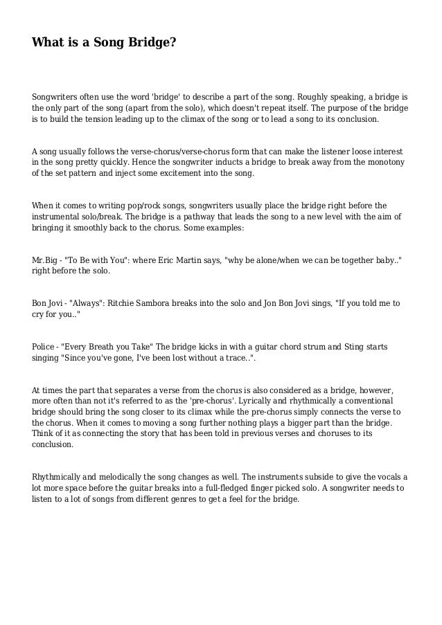 What is a Song Bridge?