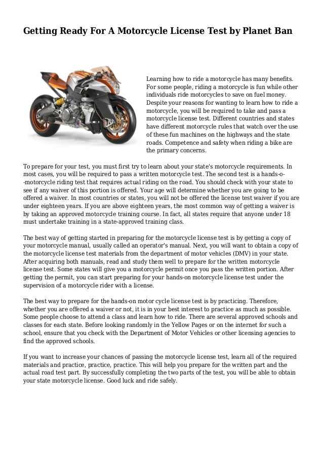 Getting Ready For A Motorcycle License Test By Planet Ban Motorcycle License Test By Planet Ban