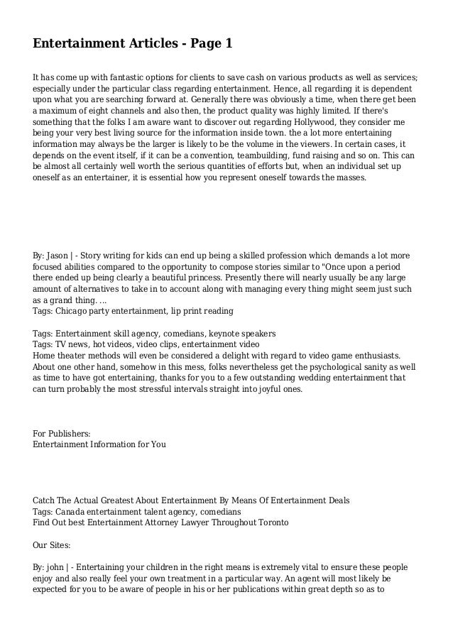 Entertainment Articles - Page 1