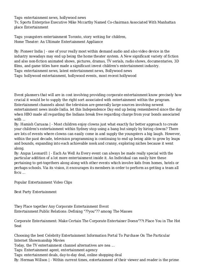 Entertainment Articles - Page 1