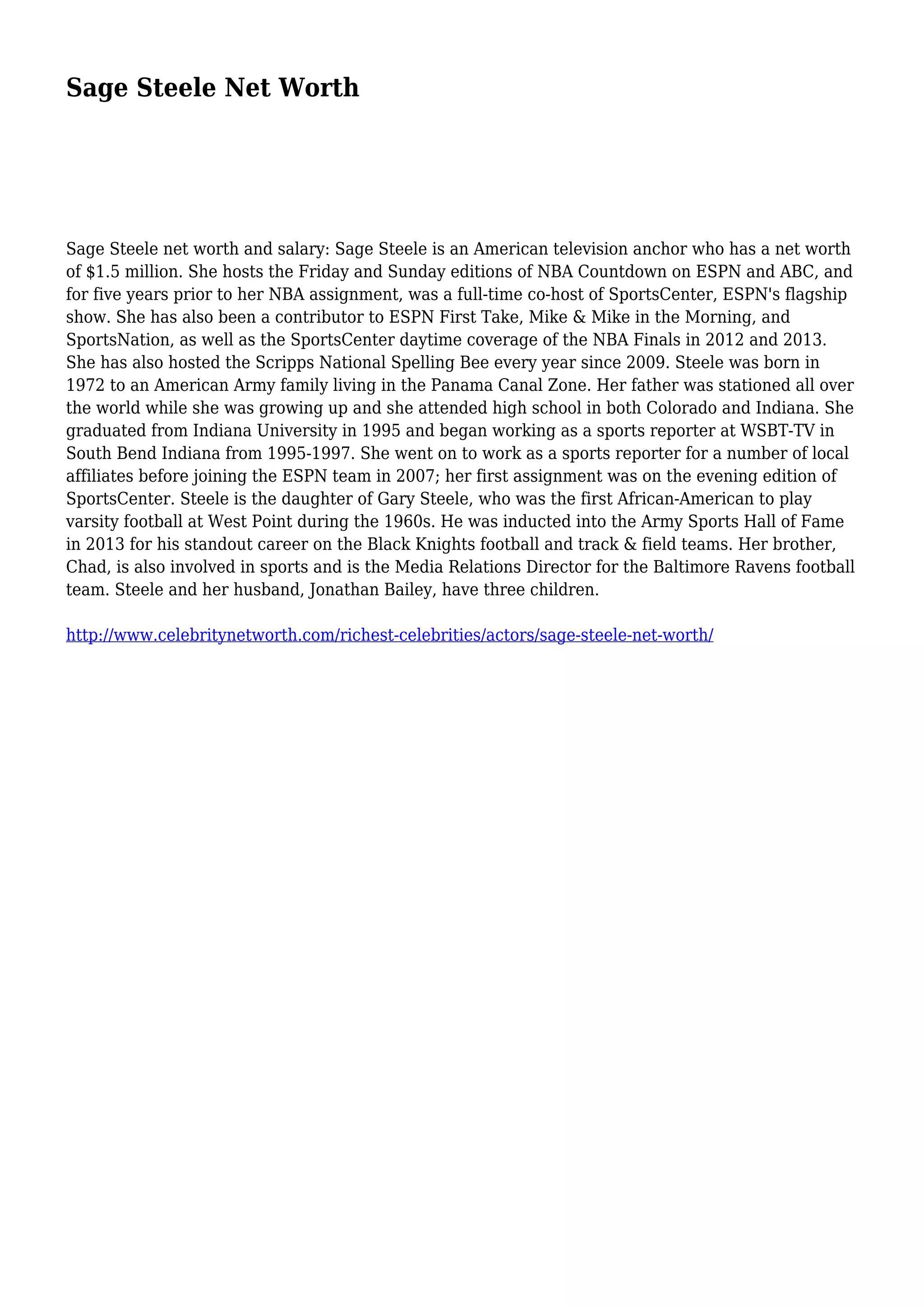 Sage Steele Net Worth | PDF