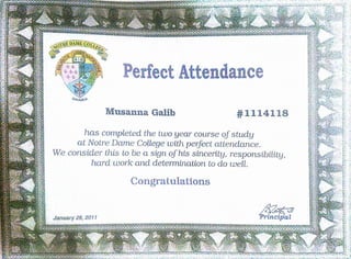 perfect attendance award 