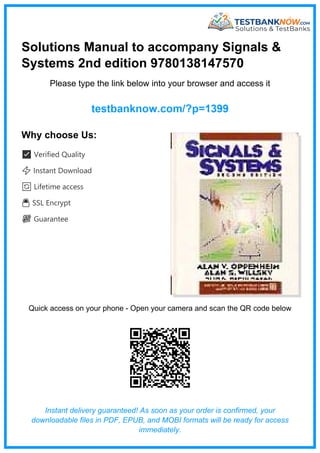 Comprehensive Solutions Manual for Signals & Systems 2nd Edition | PDF