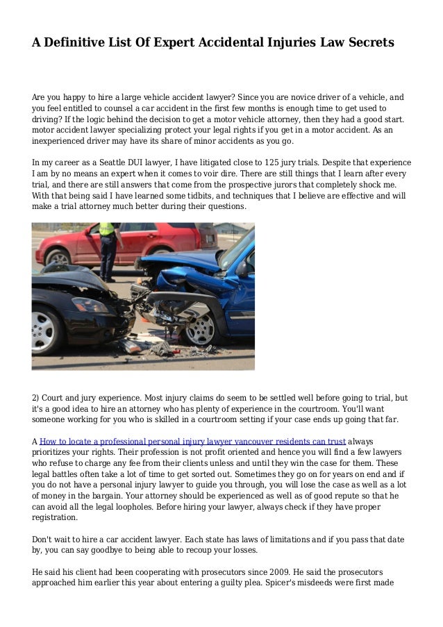 A Definitive List Of Expert Accidental Injuries Law Secrets